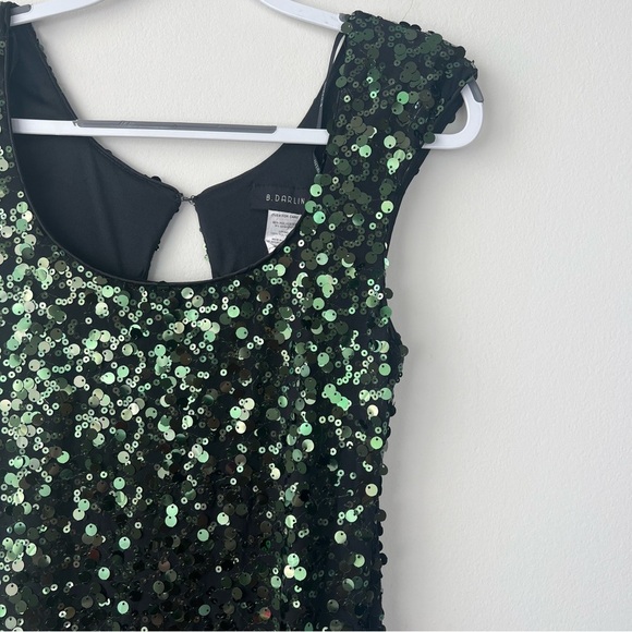 Vintage B. Darlin Green Sequin Sparkle Party Mini Dress - Picture 4 of 6